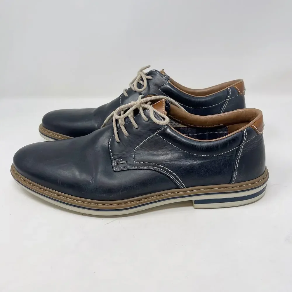 Rieker Mens 43 / US 9.5-10 Blue Dustin Derby Oxford Shoes Dress Leather Lace Up